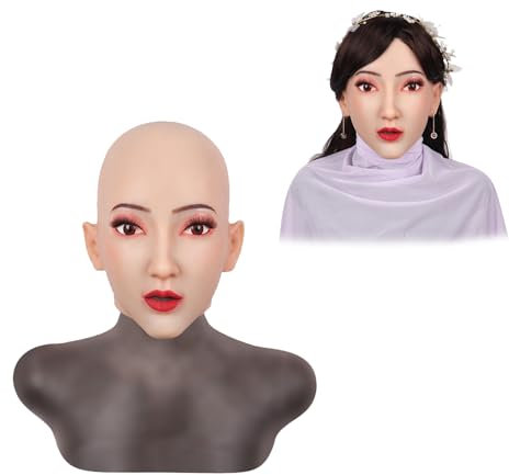 RIEZRS Silikonmaske für menschliches Gesicht Realistische Silikonkopfmaske für Mann und Frau für Crossdresser Drag Queen,Color 1,Basics