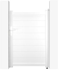 Casanoov Portillon EIGER 1x1,40m Aluminium Blanc – Design Plein Élégant et Moderne – Robuste Inoxydable Résistant Intempéries – Montage Facile Clôture Jardin Sécurisée Intimité Extérieur 100x143cm
