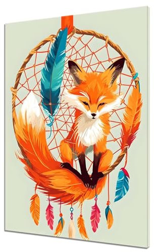 Malen Nach Zahlen Erwachsene Fuchs, DIY Handgemalt Ölgemälde Leinwand Kits, DIY Set Erwachsene Anfänger Paint by Numbers Malen Nach Zahlen Traumfänger zur Heimdekoration, Kein Rahmen (30x40cm) C-2