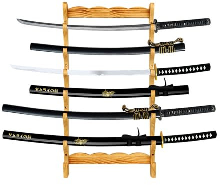 BiJun 8-Tier Katana Display Wall Mount Lightsaber Wall Mount Katana Stand Sword Hanger Sword Holder Display Mounts for Wall