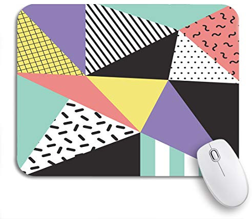Mauspad Buntes Geometrisches Retro-Memphis-Muster Der 80Er Und 90Er Jahre, Abstraktes Dreieck Office Mauspad Waschbar Multifunktionales Tischunterlage, Für Büro, Laptops, 25 x 30cm