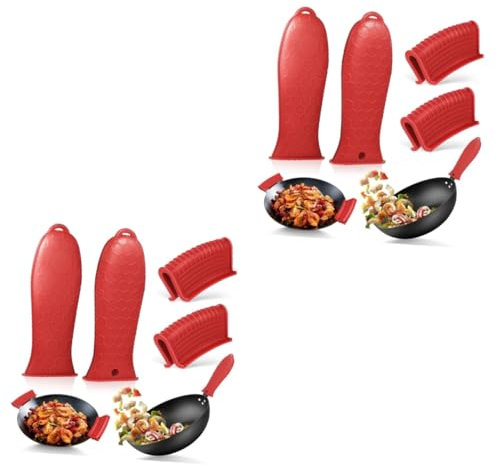 iplusmile 2sätze Silikon Topfgriff Hitzeschutz Teiliges Hochtemperaturbeständige Für Gusseisenpfannen Und Kochtöpfe Flexibel Und Sicherer Kochkomfort