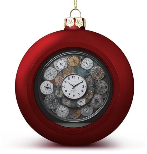SKTNBM Weihnachtsbaumschmuck, hängende Kugeln, Uhr-Kunstdruck, Weihnachtskugeln für Weihnachtsbaum, Hochzeit, Party-Dekoration, 2 Stück