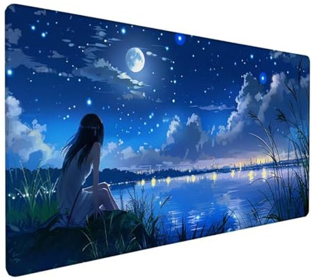 Blau Schreibtischunterlage Landschaft Mousepad Groß 1000x500x3 mm XXL Mauspad mit Wasserdicht rutschfest Gummibasis, für PC MacBook und Laptop Mousepad Gaming Zubehör für Büro Deko Aesthetic Z-628