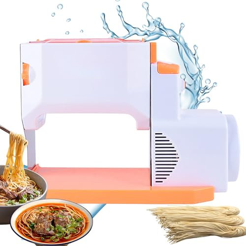 Electric Pasta Maker, 70W Automatic Fresh Pasta Machine with 2mm 4mm 9mm Noodle ABS Cutter Head,4 Thickness Adjustable,Noodle Machine Portable Dough Roller for Spaghetti, Fettuccine, Lasagna