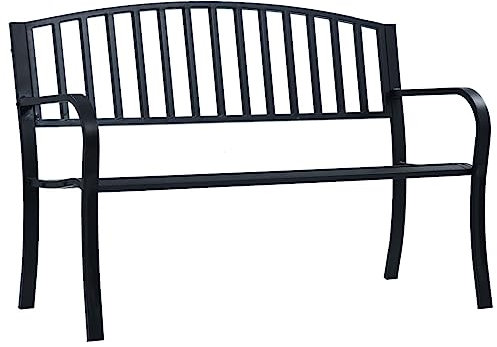 Xichuzi Gartenbank, Terrassenmöbel, Parkbank, Garten Banken, Gartenmöbel, Outer Banks, Balkonmöbel, Outdoor Wetterfest, 125 cm Schwarz Stahl