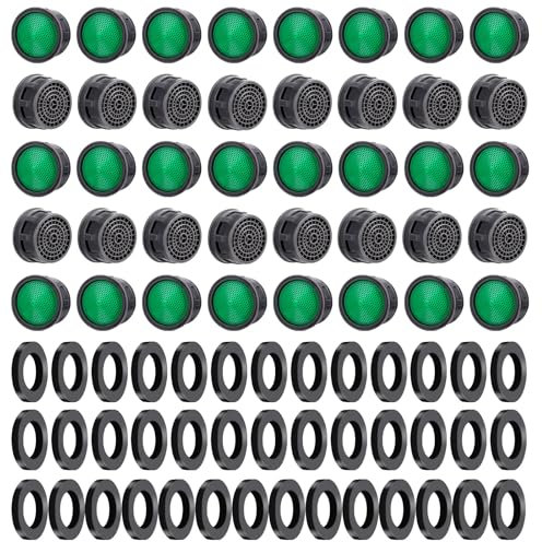 AOZUO 40 Pack Kitchen Tap Filter, Faucet Aerator, Water Filter Tap Aerator with 40 Sealing Gaskets, Faucet Replacement Parts Accessories for Bathroom Kitchen, 2.1x1.8x1.1cm