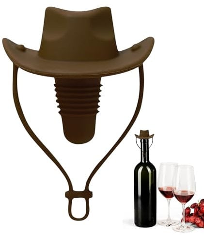 Krmoau Silicone Wine Stopper, Cowboy Hat Shaped Wine Bottle Stopper, Leak-proof Wine Bottle Stopper Hat for Home, Pub, Wine, Champagne