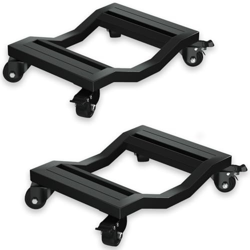 I'EZONK Industrielles Edelstahl-Auto-Dolly Set mit 3.084 kg Tragkraft, Profi-Fahrzeug-Mover mit Feststellbremsen, U-förmiges Design für Autos, SUVs, LKWs und Anhänger