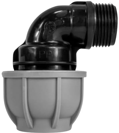 MYPURECORE MDPE Compression Fitting 20-50mm – Straight, Elbow, Tee, Stop End & Valve – BSP Threaded Water Pipe Connector – Leak-Proof Irrigation for Blue Pipe (Elbow 25mm x 1” bspm)