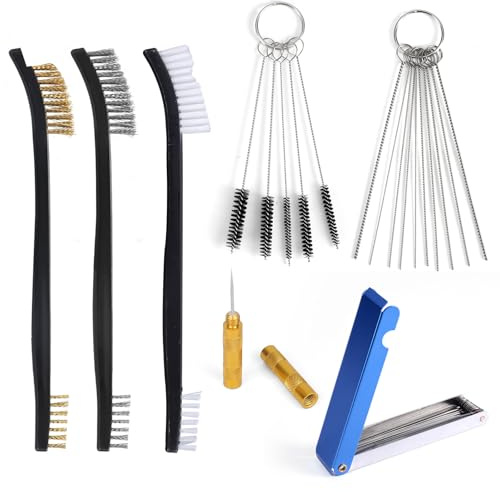 Carburetor Cleaning Kit, Torch Tip Cleaner Set 13 Cleaning Wires Set 8 Nylon Brushes 10 Needles 1 Sharp Pick Carb Cleaner Tools for Lawnmower Motorcycle ATV Chainsaw Spray Guns