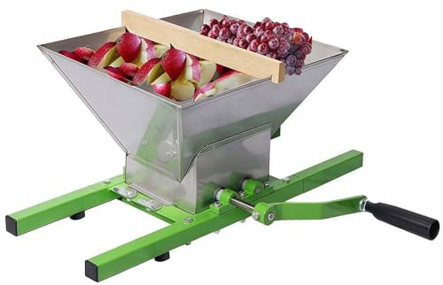 TAUIANE 7L Fruit and Apple Crusher, Fruit Press and Crusher, Manual Fruit Crusher, Stainless Steel Blades, Easy To Assemble and Cleaning, Apple Press for Cider and Wine Pressing