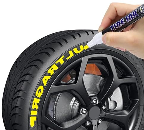 M.A.D MYLDAN AUTO DESIGN Car Tyre Paint Marker – Durable Waterproof White Ink Pen for Rubber & Wheel Lettering (Yellow)