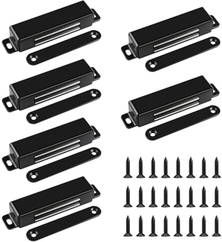 6 Stück Magnetschnäpper 40 kg, Ultradünn & Rostfrei, Schwarz