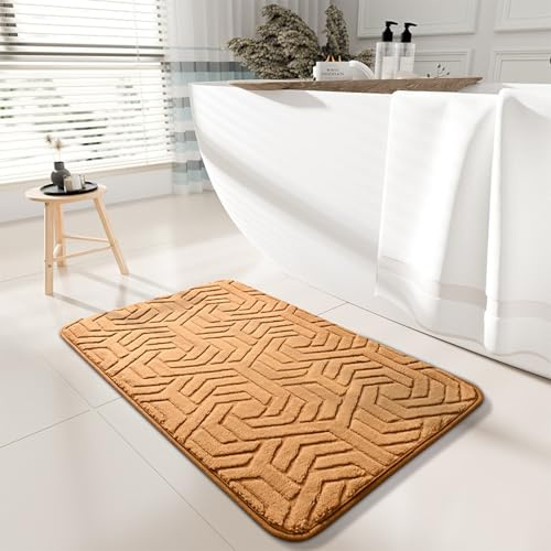 Bath Mat Orange Geometrie Badmatte Mikrofaser Duschvorleger Langlebig rutschfest Badezimmerteppich Schnelltrocknend Badematte Verdicken Badmatten Waschbar Badvorleger 50x80cm