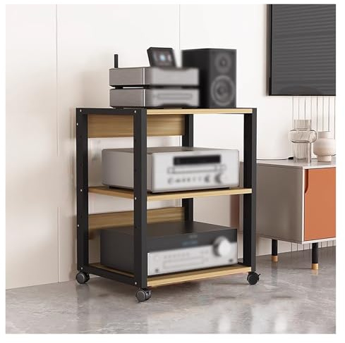 HiFi Rack 3/4 Tier Audio Video Component Stand, Corner Media Shelf for Stereo Receiver, CD Player Storage Unit for Home Theater, Gaming & Electronics, Living Room Cabinet