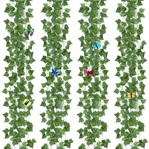 BELICOO 158 FT Fake Ivy Vines, 20 Artificial Hanging Plants Green Leaves | 16 Pack Artificial Ivy Garlands with 4 Pack Fake Pothos for Indoors Outdoor Garden Wedding Party Patio Wall Room Decor