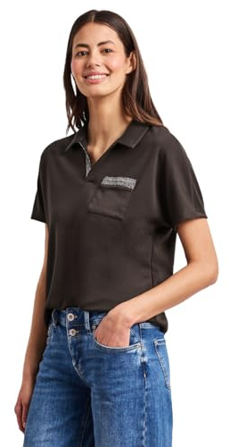Street One Kurzarm Poloshirt mit Glitzer Espresso Brown 38