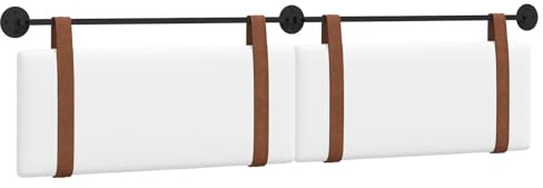vidaXL Hängendes Kopfteil Weiß Antikes PU, Schlafzimmer Deko, modernes Wandkopfteil, rechteckiges Design, minimalistischer Stil, Schaumstoff Polsterung