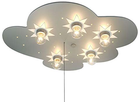LED Kinder Deckenleuchte Wolke Titan mit Sternen, Zugschalter für Schlummerlicht Funktion im Kinderzimmer!
