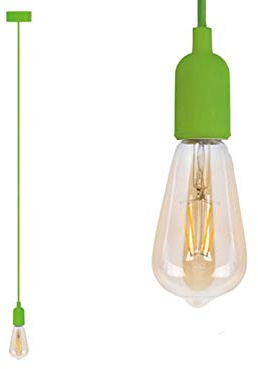Vellight Universal Schnurpendel Textil grün mit E27 Filament LED, Kabel 140cm