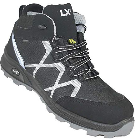 Lupriflex 1 Paar Speed Aqua Mid ESD Wasserdichter Mittelhoher Sicherheitsschuh, S3, Superleicht, Schuhweite 11,5 Grau/Schwarz mit Reflektoren Größe 46