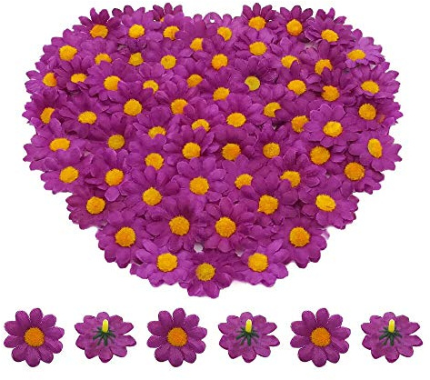 Bornfeel Fiori Margherite 100 Pezzi Fiori Finti Bomboniere Fiore Artificiale Corolla in Seta per Pasqua Tavola Cofano Matrimonio Festa Cerimonia Decorazione 38 x 38 x 20 mm Viola Scuro