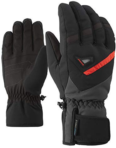 Ziener Herren GARY AS glove ski alpine Ski-handschuhe / Wintersport | wasserdicht, atmungsaktiv, schwarz (black/graphite), 7