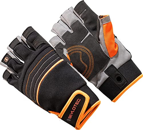 Skylotec SKYGRIP HalfFinger Kletterhandschuhe schwarz/orange