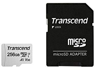 Transcend Carte mémoire microSDXC 300S 256GB Classe 10 avec jusqu'à 95/45 MB/s (pour smartphones et consoles Nintendo Switch) avec adaptateur SD et emballage Frustration Free - TS256GUSD300S-A