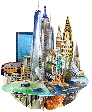 Santoro Pirouette, 3D-Pop-Up-Grußkarte – New York-Stadt – für ihn, für sie, Geburtstag, Dankeschön, Reiseziel (braun, silber)