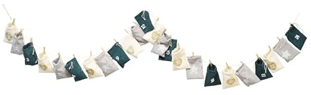 Adventskalender Cordsäckchen Grau Beige zum Befüllen