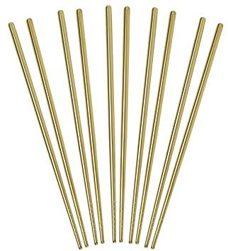 Helen's Asian Kitchen 97143 Stainless Steel Chopsticks, Set of 5-Pair, One Size, Gold