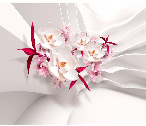 decomonkey Fototapete Blumen Abstrakt 350x256 cm Design Tapete Fototapeten Vlies Tapeten Vliestapete Wandtapete moderne Wand Schlafzimmer Wohnzimmer 3d Effekt