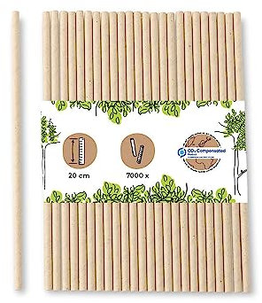 BIOZOYG Graspapier Trinkhalme natur 20 cm 0,6 cm Ø I Strohhalm biologisch abbaubar I Trinkhalm umweltfreundlich I Party Strohhalme Papier für Kaltgetränke I Großpackung Grastrinkhalme 7000 Stück