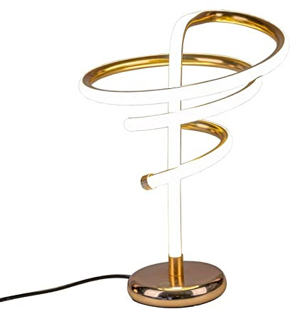 formano Moderne Spiral LED Tischlampe warmweiß goldfarben Lampe 40 cm 1 Meter Kabel und Schalter Stimmungsbeleuchtung