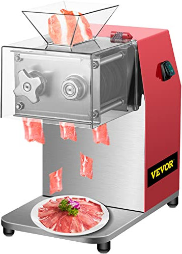VEVOR Kommerzielle Fleischschneider, 850 W Fleischschneidemaschine 250 kg/St. Allesschneider, 3,5 mm Klingenabstand Aufschnittmaschine 90x90 mm Klingengröße Wurstschneidemaschine Gemüseschneider