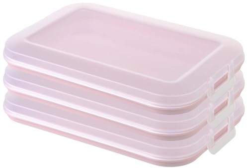 Engelland 3er Set Aufschnitt-Dosen mit integrierter Servierplatte, Frischhaltedose, Aufbewahrungsbox, Lebensmittelbehälter, Aufschnitt-Box, stapelbar, BPA-frei, Küchenbedarf, Kunststoff, Rosa