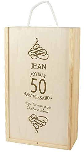 My original gift Coffret de Deux Bouteilles de Vin Spécial Anniversaire avec Votre nom, Votre âge et la dédicace Que Vous Choisissez.