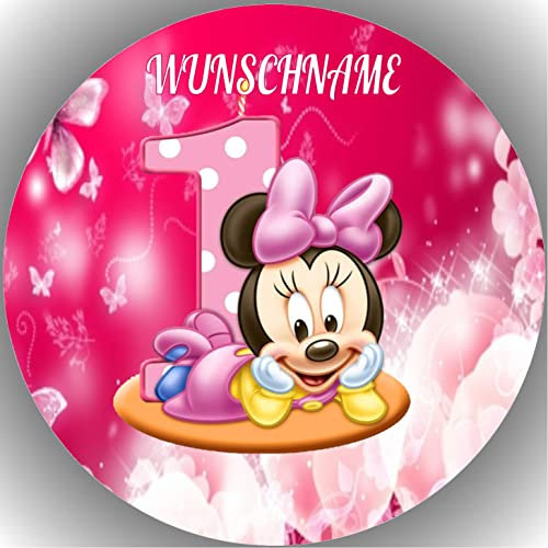 Fondant Tortenaufleger Tortenbild Geburtstag kompatibel mit Minnie Maus personalisiert K1