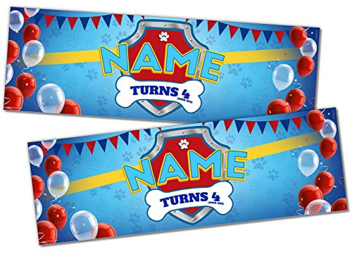2 x 3FT Small Banner | Personalised Happy Birthday Banners | Personalised Banners Birthday | Birthday Banners for Boys | Personalised Birthday Banners for Boys | Dog Cartoon Blue