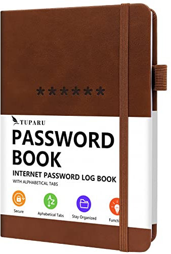 Passwortbuch mit alphabetischen Registerkarten – Hardcover-Internetadresse & Passwort-Organizer – Passwort-Keeper-Notizbuch für Computer & Website – 13,2 x 19,3 cm Log-in Passwort-Tagebuch mit dickem