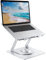 Support Ordinateur Portable avec Base Rotative à 360°, Laptop Stand Pliable en Aluminium Réglable en Hauteur pour le Travail, Rehausseur Ergonomique de PC Portable(10-17) Macbook/Lenovo/HP, Chrome