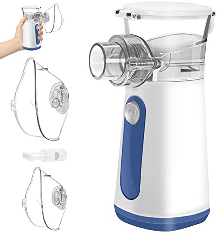 Aerosol Portatile,Aerosol Ultrasuoni Silenzioso Inalatore Aerosol Nebulizzatore Portatile con 2 Maschera e 1 Boccaglio per Adulti e Bambini per Malattie Delle Vie Respiratorie