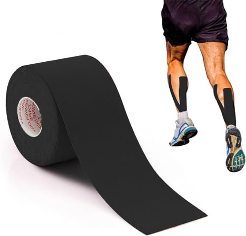 Kinesiotapes, Kinesiologie Tape Rollen Schwarz (2.5cm x 5m) Kinesiotape, Profi Physio Tape und Sporttape, Muskelbänder für Training, Hautfreundliche Tapes, Physio-Tape
