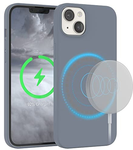 EAZY CASE - Silikonhülle kompatibel mit iPhone 14 Plus Hülle mit Qi Charging Silikon Case weich stoßfeste Handyhülle Schutzhülle Kameraschutz Dünn Schutz Cover TPU Bumper in Stahl Blau