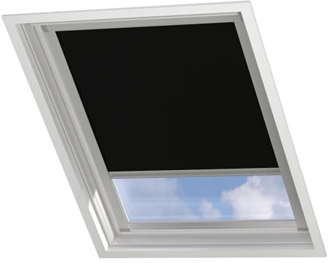 DTCH® Dachfenster verdunkelungsrollo, schwarz, für VELUX UK06 | Hitzeschutz, 100% verdunkelnd, thermisch isolierend, mit Führungsschienen, passgenau, Sonnenschutz