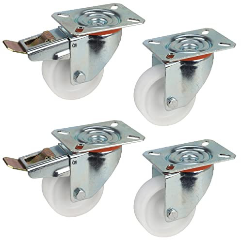 Dörner + Helmer 4er Set Transportgeräte-Lenkrolle 80 mm PP, Platte 100 x 85 mm, Rollenmix, Tragkraft 300 kg/Set