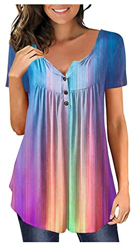 T-Shirt Damen Schuhe Elegant Damen Sommer Tops T-Shirts Rüschen Tshirt Damen Basic Steppjacke Mode Für 60 Jährige Frauen Sexy Leggings Damen Tshirt Dmaen Ringel Tshirt Damen Griechische Tshirt