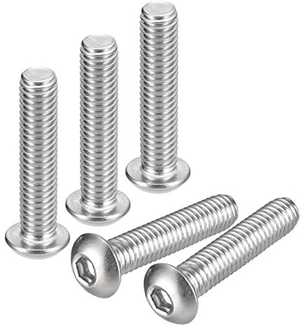 Sourcing Map Lot de 5 Vis Hexagonales à Tête Cylindrique Bombée 3/8-16 x 1-3/4, Acier Inoxydable 304, Filetage Complet